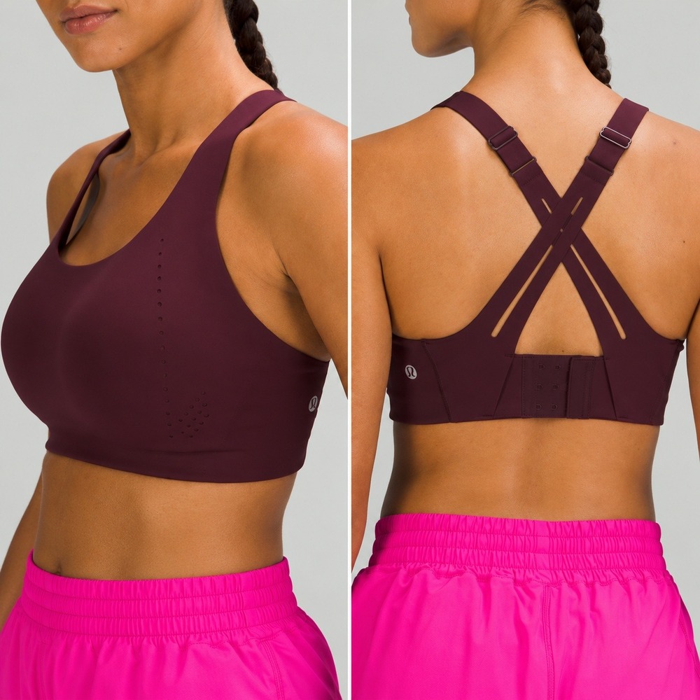 Lululemon AirSupport Bra High Support, 34C –DDD Cups in Cassis / Red Merlot